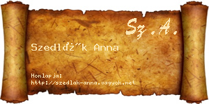 Szedlák Anna névjegykártya